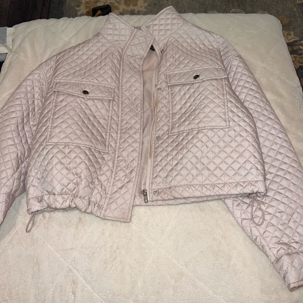 Ci Sono Quilted Puffer Jacket in Light Pink